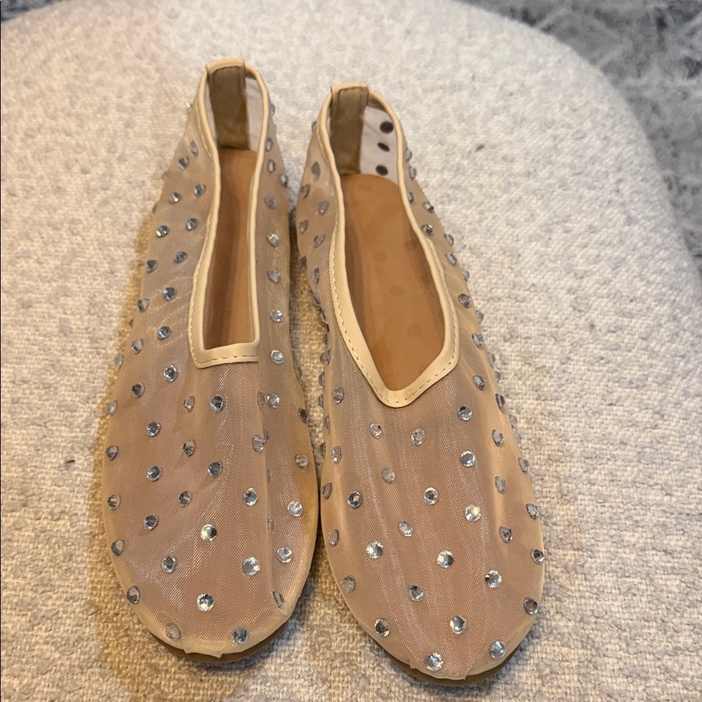 Elegant Tan Women's Shoes with Rhinestone Accents